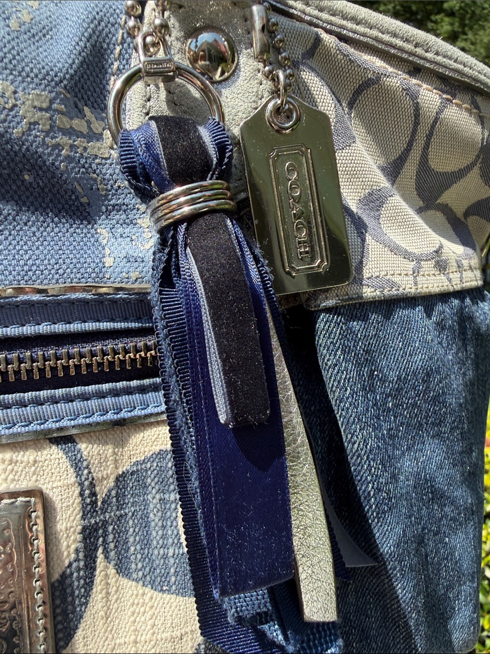 Coach Poppy Denim and Metallic Blue Patchwork Rocker Satchel 2010 w TAGS - Picture 14 of 17